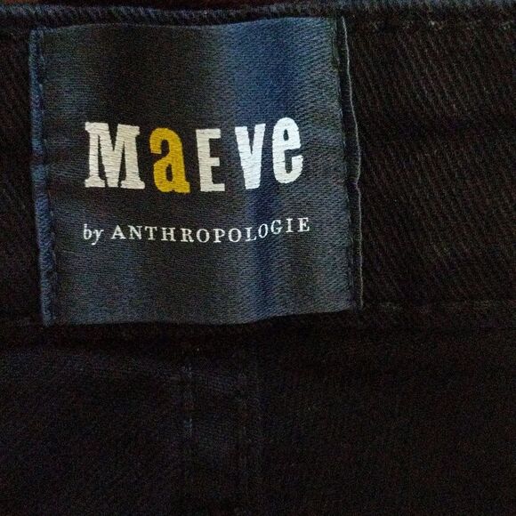 Maeve Anthropologie High waisted Wide-Leg Flare Pants black zip FLAW 28 - Picture 7 of 12